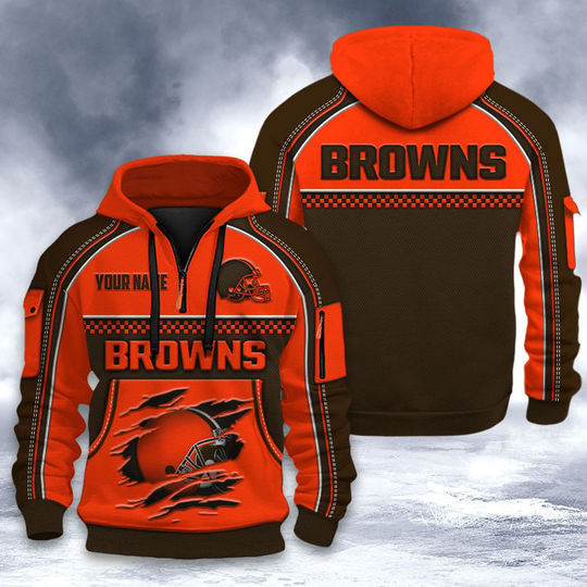 Cleveland Browns Tactical Hoodie, Football Quarter Zip Hoodie, Gift For Fan