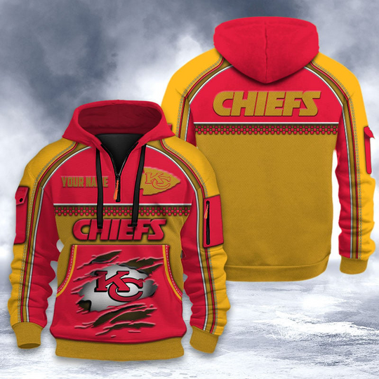 Kansas City Chiefs Tactical Hoodie, Football Quarter Zip Hoodie, Gift For Fan