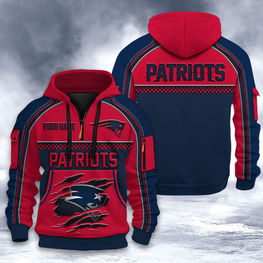 New England Patriots Tactical Hoodie, Football Quarter Zip Hoodie, Gift For Fan