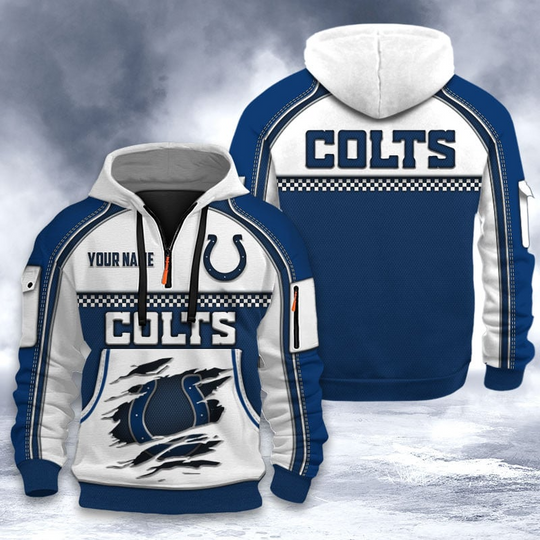 Indianapolis Colts 3D Tactical Hoodie, Football Quarter Zip Hoodie, Gift For Fan