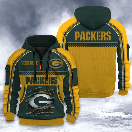 Green Bay Packers Tactical Hoodie, Football Quarter Zip Hoodie, Gift For Fan
