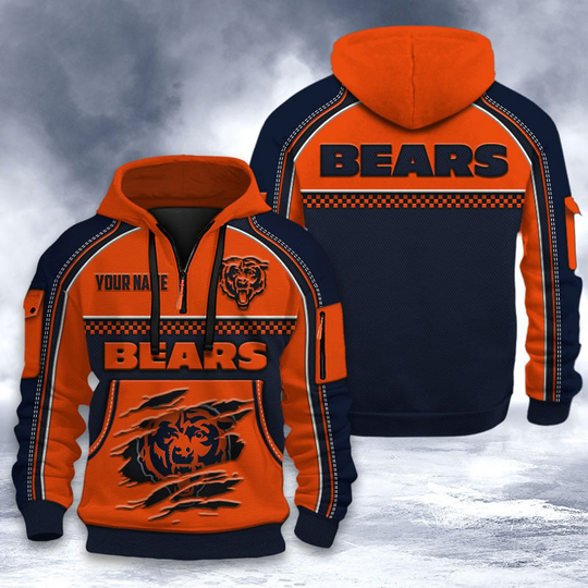 Chicago Bears Tactical Hoodie, Football Quarter Zip Hoodie, Gift For Fan