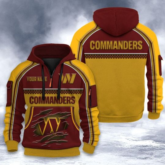 Washington Commanders 3D Tactical Hoodie, Football Quarter Zip Hoodie, Gift For Fan