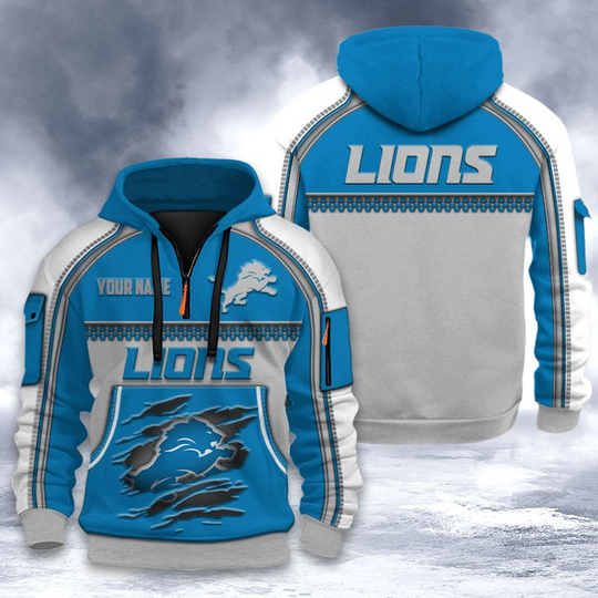 Detroit Lions Tactical Hoodie, Football Quarter Zip Hoodie, Gift For Fan