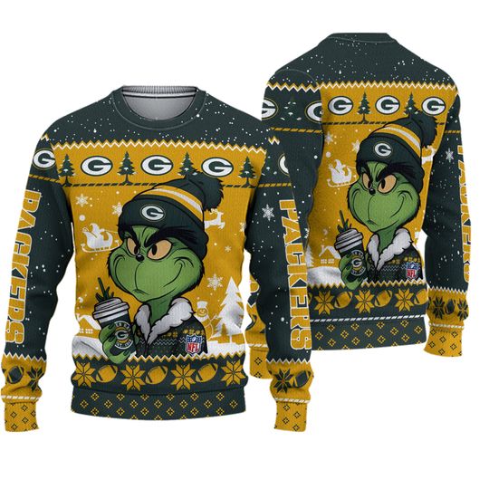 Green Bay Packers funny character Stolen Christmas Grin Ugly Sweater