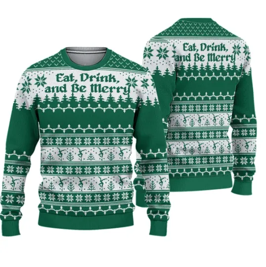 Dave Matthews Band Eat Drink And Be Merry Christmas Green Ugly Sweater