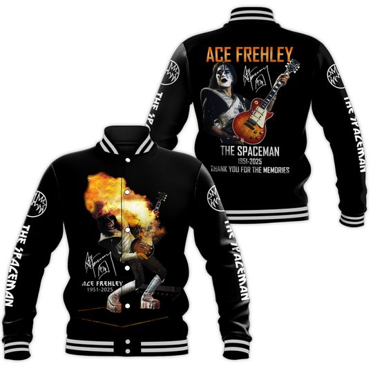 Kiss B@nd X Ace Frehley Varsity Jacket Unisex All Size, Gift For Fans