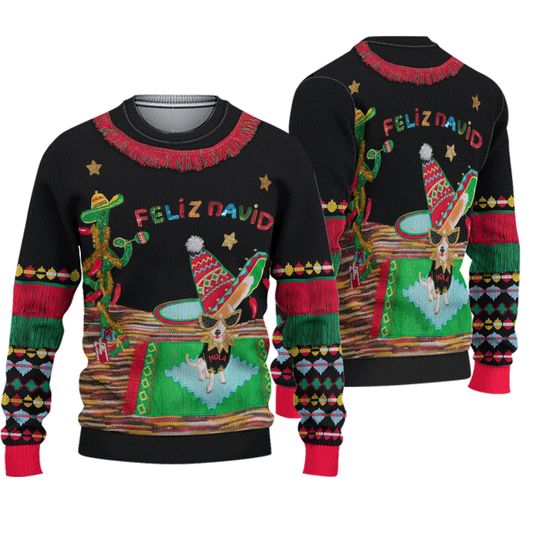 Holiday Time Dog Chihuahua Ugly Sweater Christmas Feliz Navidad Headband L 12 14