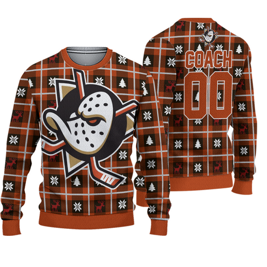 Anaheim Ducks Personalized Snow Tree Ugly Christmas Sweater