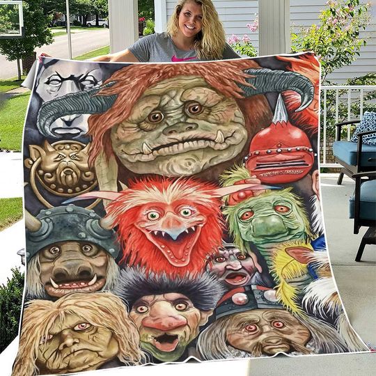 Labyrinth Movie Fleece Blanket, 1986 Retro Film Labyrinth Jareth Vintage Throw Blanket, Classic Fantasy Christmas Gifts For Couch Bed Sofa