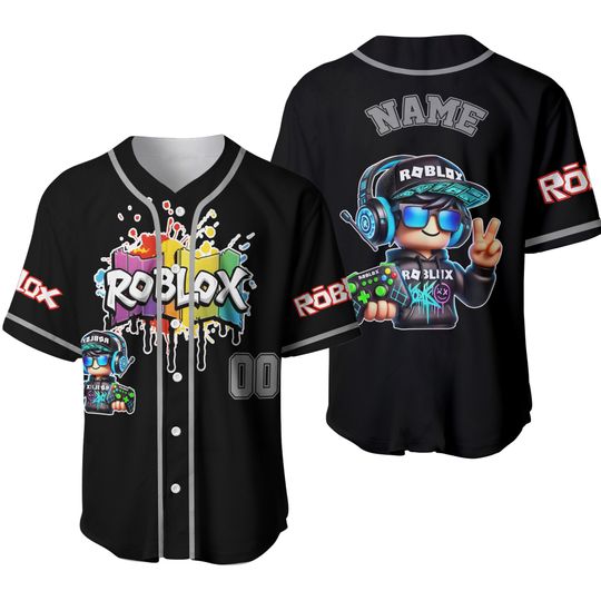 Personalized Roblox Baseball Jersey, Gamer Birthday Shirt Name Number, Party Outfit Gift
