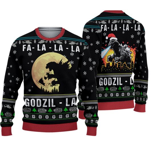 god zilla Ugly Christmas Sweater Unisex Retro Vintage King of the Monsters