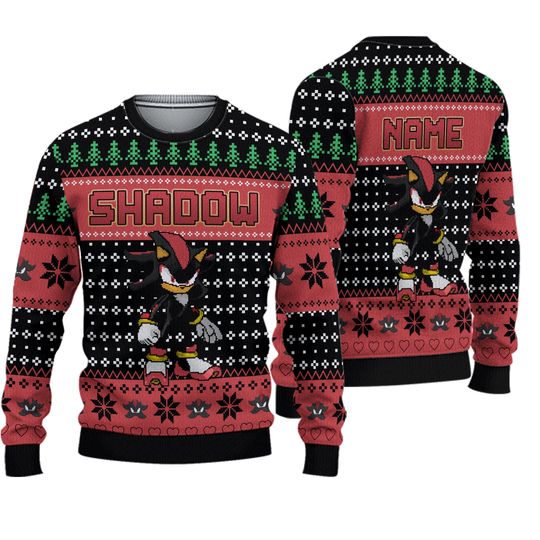 Personalize Shadow The Hedgehog Ugly Sweater, Custom Sonic Sweater, Sonic the Hedgehog Sweater, Birthday Gift