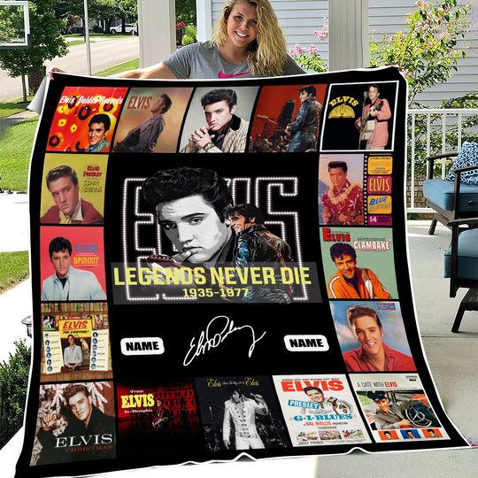 Personalized Elvis presley Fleece Blanket, King Of Rock and Roll Fan Blanket, Elvis Presley Blanket Gift For Fans Father's Day Gift