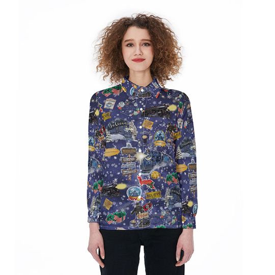 Polar Express Blouse Shirt, Christmas Believe Xmas Shirt, Christmas Train Women Shirt, North Pole Holiday Shirt, Xmas Gift