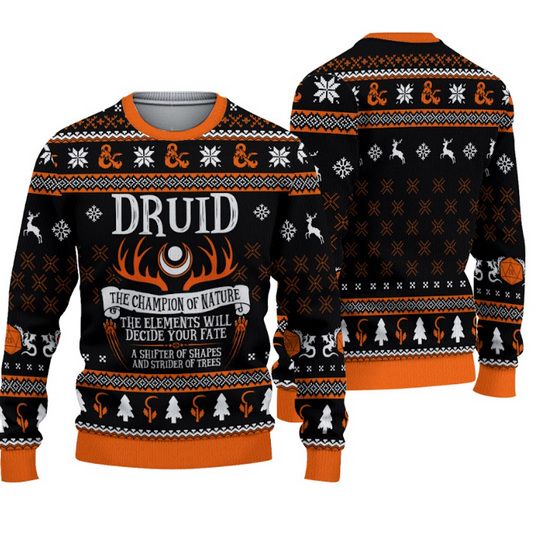 Dungeon Druid Ugly Christmas Sweater | Dungeons And Dragons Christmas Sweatshirt | Dnd Dungeons Master Christmas Sweatshirt | Xmas Gift
