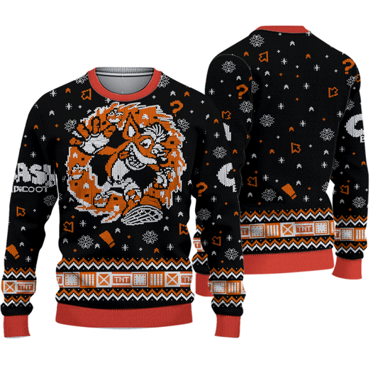 Small (UK) Crash Bandicoot Ugly Delete Christmas Jumper Sweater Activision
