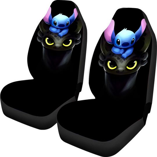Stitch and Toothless Car Seat Covers Cute Cartoon Fan Gift Universal Fit