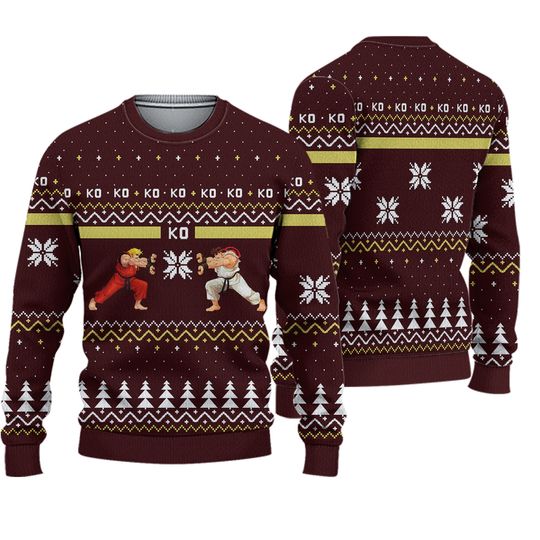 Street Fighter Ken Vs Ryu Ugly Christmas Sweater