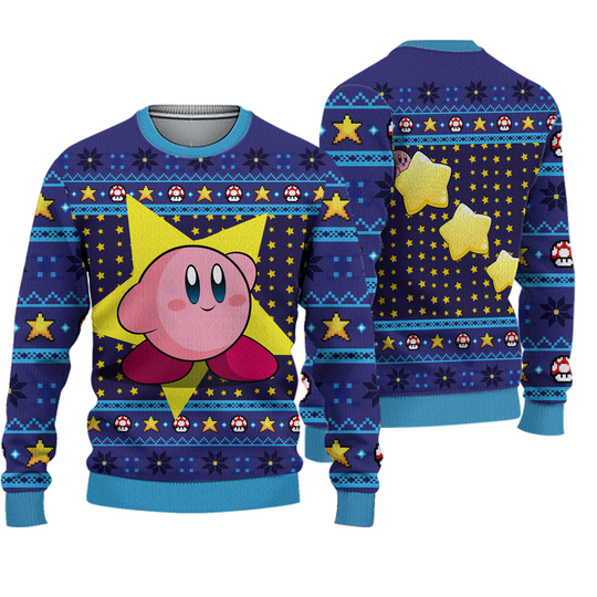 The Pink Hero Kirbys Dream Land Xmas Sweater, Kirby Ugly Christmas Sweater