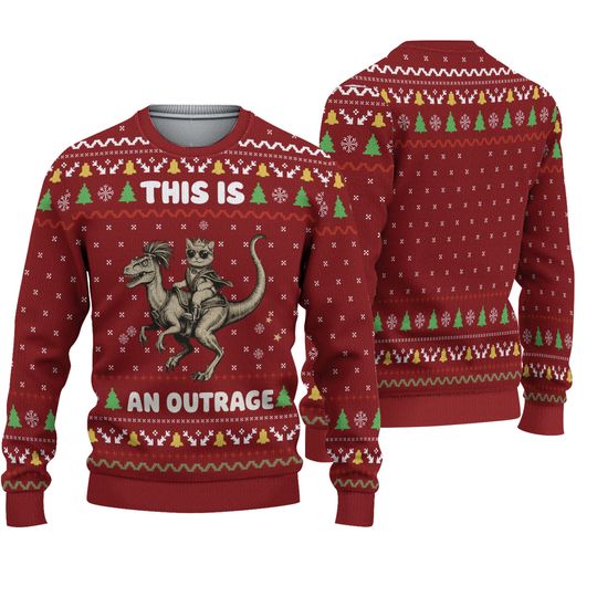 This Is An Outrage Christmas Ugly Sweater Dungeon Crawler Carl Sweater