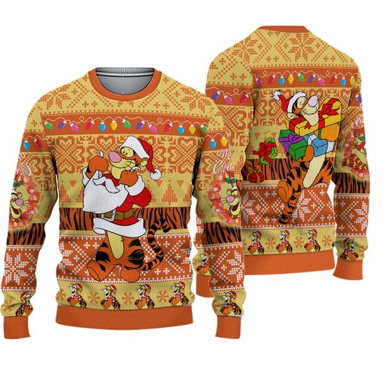 Tigger Ugly Christmas Sweater, Winnie The Pooh Xmas Sweatshirt, Tigger Character Winnie The Pooh Christmas Gift For Men Women Kid