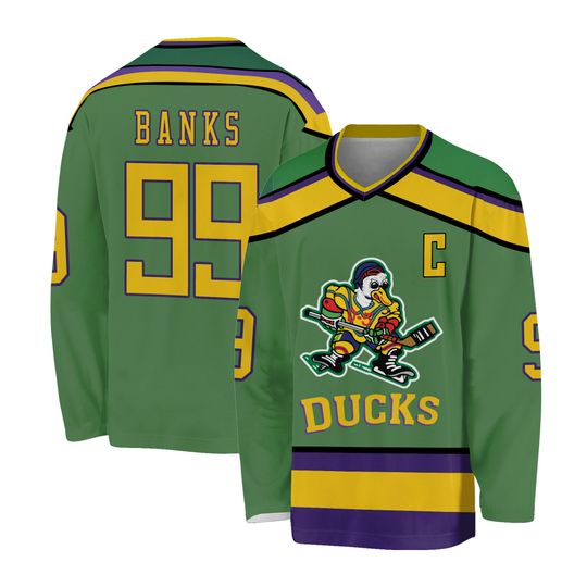 Youth Mighty Ducks Jersey Adam Banks #99 Movie Ice Hockey