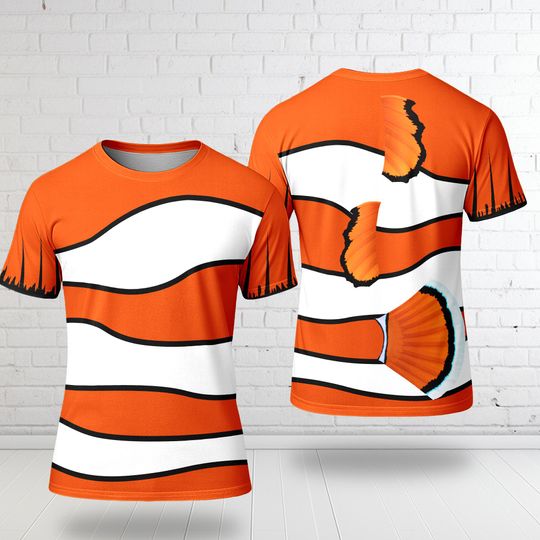 Marlin Costume T-Shirt, Marlin Halloween Cosplay Tee, Finding Nemo Character Cosplay Costume Tee, Marlin Finding Nemo All Over Print Shirt