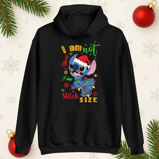 Discover Funny Stitch Size Christmas Hoodie Cute Elf Festive Holiday Gift Xmas Hooded Top
