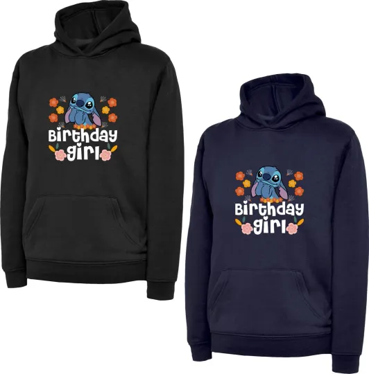 Discover Birthday Girl Vintage Cartoons Hoodie Lilo & Stitch Birthday Presents Xmas Top