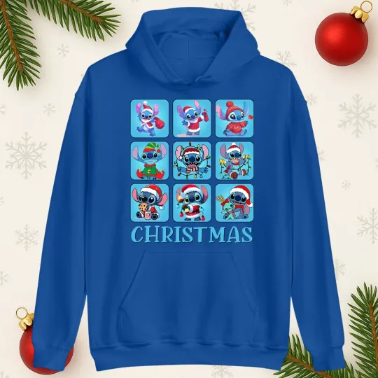 Discover Cute Stitch Christmas Hoodie Funny Xmas Cartoon Holiday Festive Gift Hooded Top