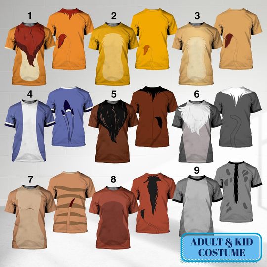 Lion King Characters 3D Costume Cosplay Shirt, Halloween Family Matching T-Shirt, Animal Kingdom Shirt, Gift For Friend Halloween Party