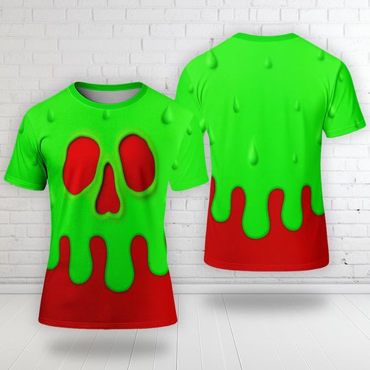 Discover Disney Poison Apple Snow White Halloween Costume Shirt, Evil Queen Poison Apple Cosplay Tee, Disneyland Poison Apple Halloween 3D Shirt