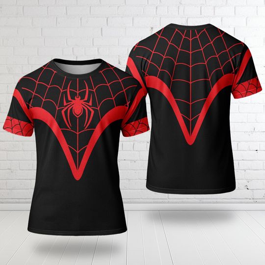 Discover Miles Morales Halloween Costume 3D Shirt, Spidey And Amazing Friends Cosplay, Spidey Pin Birthday Boy Gift, Disney Superhero Costume
