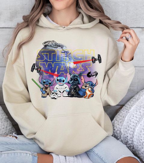 Discover Stitch Wars Sweatshirt, Disney Wars Parody Stitch Hoodie, Disneyland Kids Vacation Sweat, Stitch Star Wars Sweater, WDW Family Trip Shirt