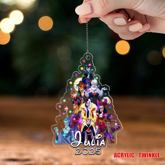 Discover Custom Name Disney Villains Ornament, Disney Female Villains Xmas 2025 Ornament, Christmas Hanging Ornament, Custom Name Ornament D2K516