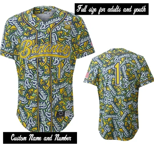 Discover Custom Name Savannah Bananas Baseball Jersey Full size for adults, youth 23D667