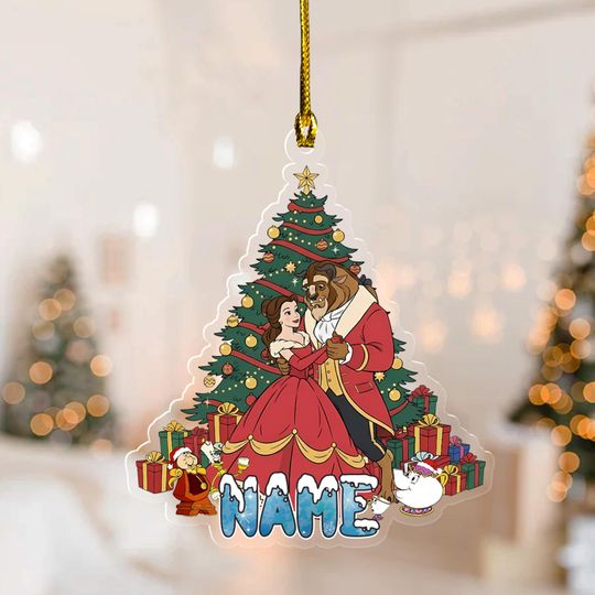 Discover Personalized Beauty and the Beast Ornament, Princess Couple Ornament, Anniversary gift, Christmas Couple Ornament