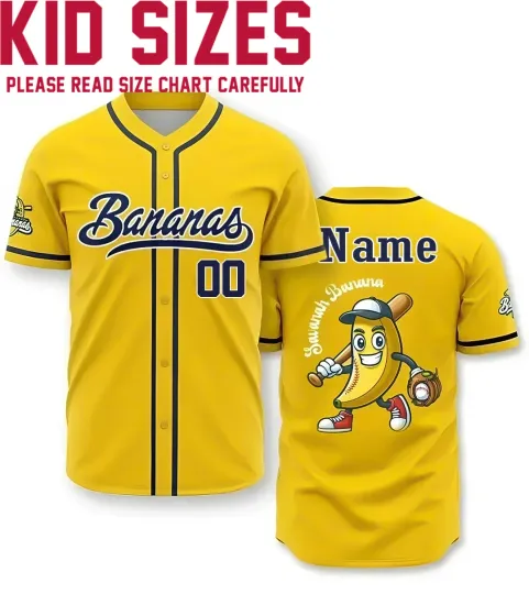 Discover Savannah Bananas Baseball Jersey - Adults, Kids and Youth