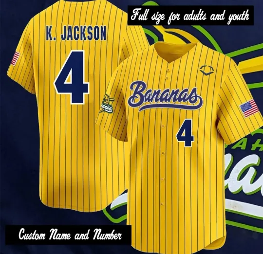 Discover Custom Name Savannah Bananas Baseball Jersey Full size for adults, youth