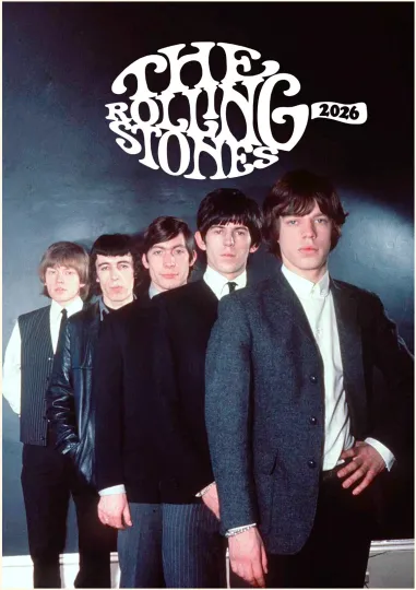 Discover 2026 Vertical Wall Calendar The Rolling Stones Vintage Music Photo Poster