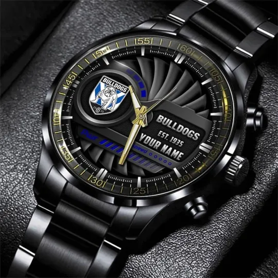 Discover Canterbury Bankstown Bulldogs NRL Personalized Black Fashion Hand Watch