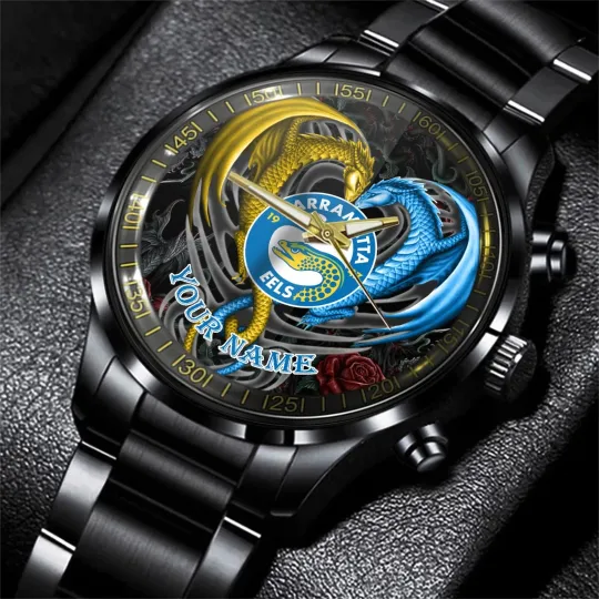 Discover Parramatta Eels NRL Personalized Black Hand Watch Gift For Fans
