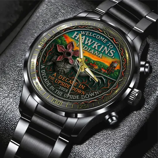 Stranger Things 10th Anniversary Coin 2026 Black Stainless Steel Watch