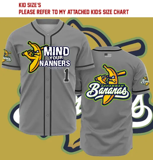 Discover New Savannah Bananas Baseball Jersey Team AOP 3D Kid Shirt Youth Size