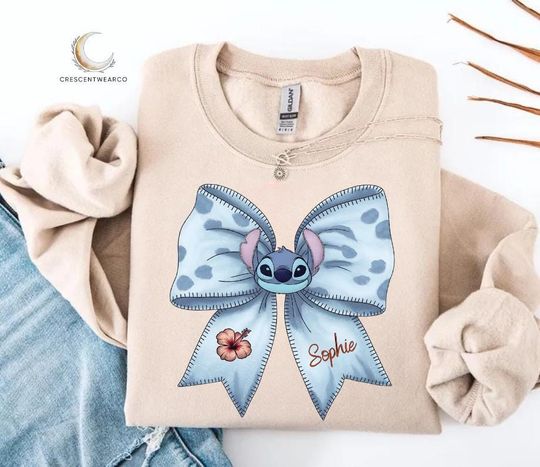 Discover Disney Stitch Personalized Sweatshirt, Custom Mama Stitch Sweatshirt with Kids Names on Sleeve, Cute Family Disney Hoodie,Disney Trip Outfit