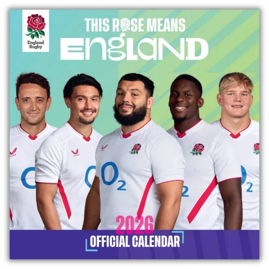 Discover 2025 Calendar England Rugby Union Month to View Square Calendar Official Product