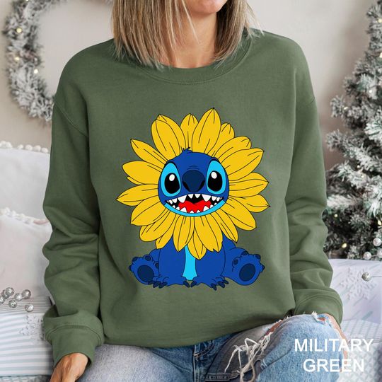 Discover Stitch Sunflower Sweatshirt, Disney Stitch Sweatshirt