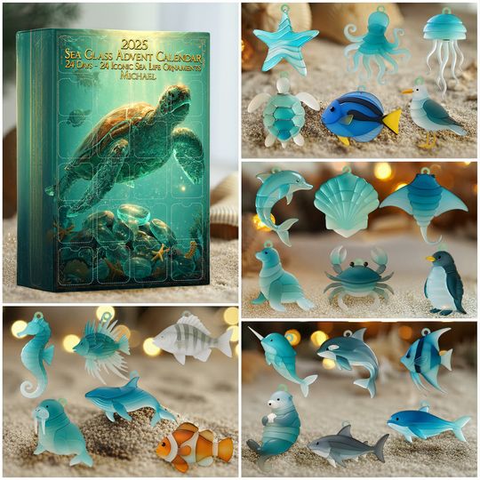 Discover Acrylic Advent Calendar Blind Box Beach Lovers - Personalized Sea Themed Ornament Calendar