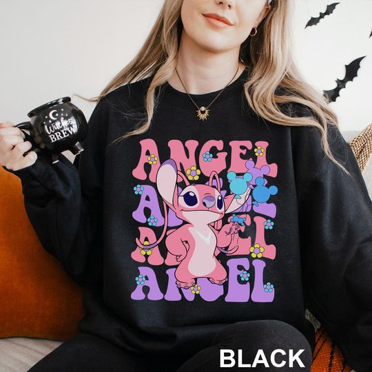 Discover Disney Floral Angel Sweatshirt, Angel Sweatshirt, Disney Balloons Stich Angel Hoodie, Disneyland Trip Hoodie, Girly Disney Crewneck 653918